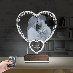 Kalp Sevgiliye Hediye Fotoğraflı 3D Lamba - Masa Gece Lambası Kalp Sevgiliye Hediye Fotoğraflı 3D Lamba - Masa Gece Lambası