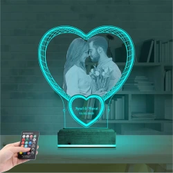 Kalp Sevgiliye Hediye Fotoğraflı 3D Lamba - Masa Gece Lambası Kalp Sevgiliye Hediye Fotoğraflı 3D Lamba - Masa Gece Lambası