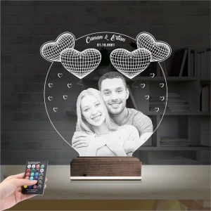 Kalp Sevgiliye Hediye Fotoğraflı 3D Lamba - Masa Gece Lambası Kalp Sevgiliye Hediye Fotoğraflı 3D Lamba - Masa Gece Lambası