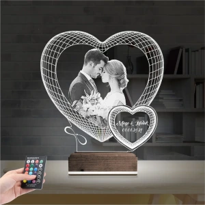 Kalp Sevgiliye Hediye Fotoğraflı 3D Lamba - Masa Gece Lambası Kalp Sevgiliye Hediye Fotoğraflı 3D Lamba - Masa Gece Lambası