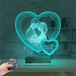 Kalp Sevgiliye Hediye Fotoğraflı 3D Lamba - Masa Gece Lambası Kalp Sevgiliye Hediye Fotoğraflı 3D Lamba - Masa Gece Lambası