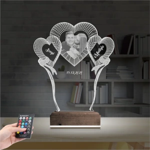 Kalp Sevgiliye Hediye Fotoğraflı 3D Lamba - Masa Gece Lambası Kalp Sevgiliye Hediye Fotoğraflı 3D Lamba - Masa Gece Lambası