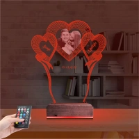 Kalp Sevgiliye Hediye Fotoğraflı 3D Lamba - Masa Gece Lambası