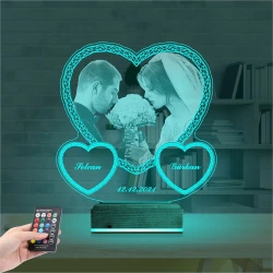 Kalp Sevgiliye Hediye Fotoğraflı 3D Lamba - Masa Gece Lambası Kalp Sevgiliye Hediye Fotoğraflı 3D Lamba - Masa Gece Lambası
