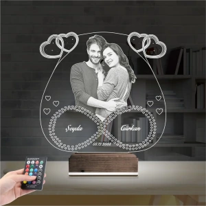 Kalp Sevgiliye Hediye Fotoğraflı 3D Lamba - Masa Gece Lambası Kalp Sevgiliye Hediye Fotoğraflı 3D Lamba - Masa Gece Lambası
