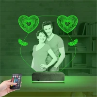 Kalp Melek Sevgiliye Hediye Fotoğraflı 3D Lamba - Masa Gece Lambası
