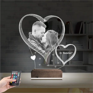 Kalp Sevgiliye Hediye Fotoğraflı 3D Lamba - Masa Gece Lambası Kalp Sevgiliye Hediye Fotoğraflı 3D Lamba - Masa Gece Lambası
