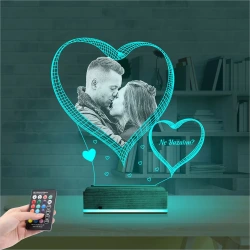 Kalp Sevgiliye Hediye Fotoğraflı 3D Lamba - Masa Gece Lambası Kalp Sevgiliye Hediye Fotoğraflı 3D Lamba - Masa Gece Lambası