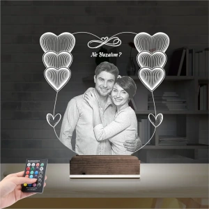 Kalp Sevgiliye Hediye Fotoğraflı 3D Lamba - Masa Gece Lambası Kalp Sevgiliye Hediye Fotoğraflı 3D Lamba - Masa Gece Lambası