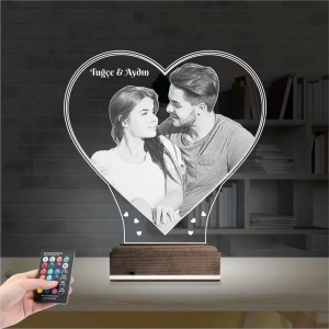 Kalp Sevgiliye Hediye Fotoğraflı 3D Lamba - Masa Gece Lambası Kalp Sevgiliye Hediye Fotoğraflı 3D Lamba - Masa Gece Lambası
