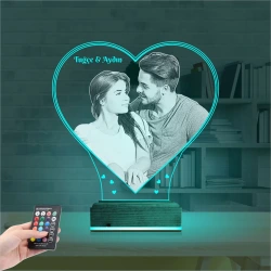 Kalp Sevgiliye Hediye Fotoğraflı 3D Lamba - Masa Gece Lambası Kalp Sevgiliye Hediye Fotoğraflı 3D Lamba - Masa Gece Lambası