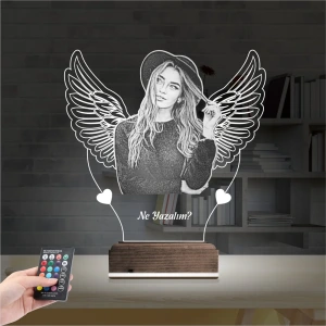 Kalp Melek Sevgiliye Hediye Fotoğraflı 3D Lamba - Masa Gece Lambası Kalp Melek Sevgiliye Hediye Fotoğraflı 3D Lamba - Masa Gece Lambası
