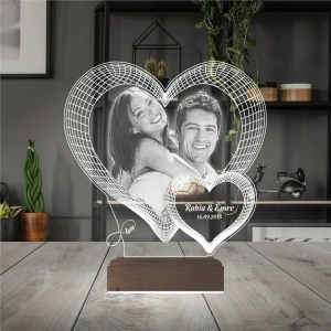 Kalp Sevgiliye Hediye Fotoğraflı 3D Lamba - Masa Gece Lambası Kalp Sevgiliye Hediye Fotoğraflı 3D Lamba - Masa Gece Lambası