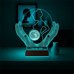 Ultrason Anneye Hediye Fotoğraflı 3D Lamba - Masa Gece Lambası Ultrason Anneye Hediye Fotoğraflı 3D Lamba - Masa Gece Lambası
