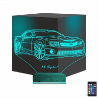 Spor Araba Camaro Kişiye Özel 3D Lamba - Masa Gece Lambası