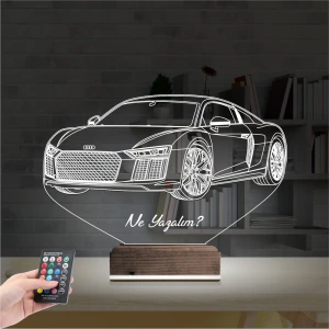 Spor Araba Audi Kişiye Özel 3D Lamba - Masa Gece Lambası Spor Araba Audi Kişiye Özel 3D Lamba - Masa Gece Lambası