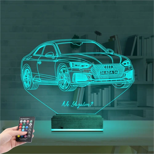 Spor Araba Audi Kişiye Özel 3D Lamba - Masa Gece Lambası