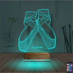 Balerin Bale Ayakkabısı Kişiye Özel 3D Lamba - Masa Gece Lambası