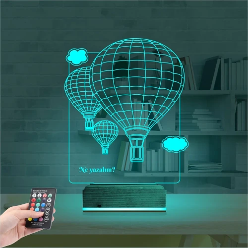 Uçan Balon Kişiye Özel 3D Lamba - Masa Gece Lambası
