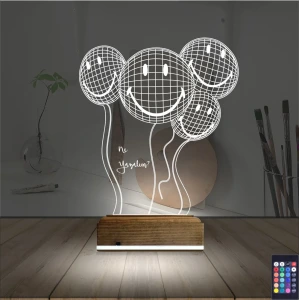 Balon Smile Doğum Günü Kişiye Özel 3D Lamba - Masa Gece Lambası Balon Smile Doğum Günü Kişiye Özel 3D Lamba - Masa Gece Lambası