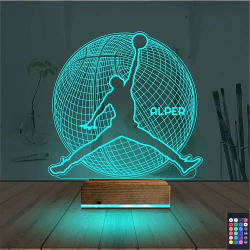 Basketbol Nba Jordan Kişiye Özel 3D Lamba - Masa Gece Lambası