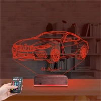 Araba Bmw M8 Kişiye Özel 3D Lamba - Masa Gece Lambası