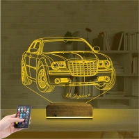 Araba Crysler C300 Kişiye Özel 3D Lamba - Masa Gece Lambası