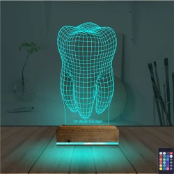 Diş Hekimi Hediye Kişiye Özel 3D Lamba - Masa Gece Lambası Diş Hekimi Hediye Kişiye Özel 3D Lamba - Masa Gece Lambası
