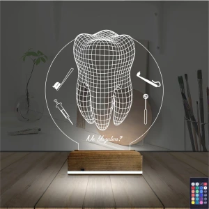 Diş Hekimi Hediye Kişiye Özel 3D Lamba - Masa Gece Lambası Diş Hekimi Hediye Kişiye Özel 3D Lamba - Masa Gece Lambası