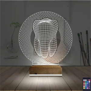 Diş Hekimi Hediye Kişiye Özel 3D Lamba - Masa Gece Lambası Diş Hekimi Hediye Kişiye Özel 3D Lamba - Masa Gece Lambası