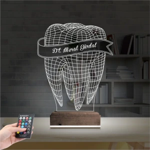 Diş Hekimi Hediye Kişiye Özel 3D Lamba - Masa Gece Lambası Diş Hekimi Hediye Kişiye Özel 3D Lamba - Masa Gece Lambası