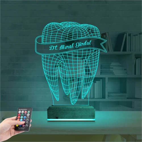 Diş Hekimi Hediye Kişiye Özel 3D Lamba - Masa Gece Lambası