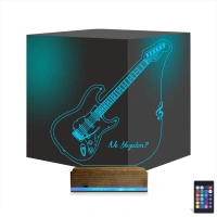 Elektro Gitar Müzik Kişiye Özel 3D Lamba - Masa Gece Lambası