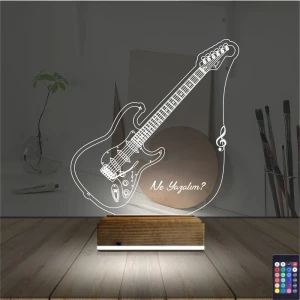Elektro Gitar Müzik Kişiye Özel 3D Lamba - Masa Gece Lambası Elektro Gitar Müzik Kişiye Özel 3D Lamba - Masa Gece Lambası