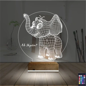 Fil Çocuk Odası Hediye Kişiye Özel 3D Lamba - Masa Gece Lambası Fil Çocuk Odası Hediye Kişiye Özel 3D Lamba - Masa Gece Lambası