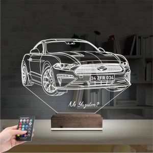 Spor Araba Mustang Kişiye Özel 3D Lamba - Masa Gece Lambası Spor Araba Mustang Kişiye Özel 3D Lamba - Masa Gece Lambası