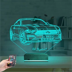 Spor Araba Mustang Kişiye Özel 3D Lamba - Masa Gece Lambası Spor Araba Mustang Kişiye Özel 3D Lamba - Masa Gece Lambası