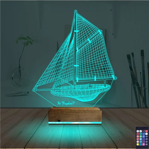 Gemi Kaptan Kişiye Özel 3D Lamba - Masa Gece Lambası