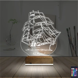 Gemi Kaptan Kişiye Özel 3D Lamba - Masa Gece Lambası