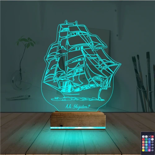 Gemi Kaptan Kişiye Özel 3D Lamba - Masa Gece Lambası