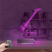 Elektro Gitar Müzik Kişiye Özel 3D Lamba - Masa Gece Lambası