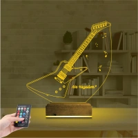 Elektro Gitar Müzik Kişiye Özel 3D Lamba - Masa Gece Lambası