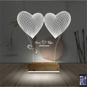 Kalp Sevgiliye Hediye Kişiye Özel 3D Lamba - Masa Gece Lambası Kalp Sevgiliye Hediye Kişiye Özel 3D Lamba - Masa Gece Lambası