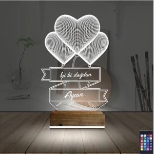 Kalp Sevgiliye Hediye Kişiye Özel 3D Lamba - Masa Gece Lambası Kalp Sevgiliye Hediye Kişiye Özel 3D Lamba - Masa Gece Lambası