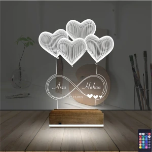 Kalp Sevgiliye Hediye Kişiye Özel 3D Lamba - Masa Gece Lambası Kalp Sevgiliye Hediye Kişiye Özel 3D Lamba - Masa Gece Lambası