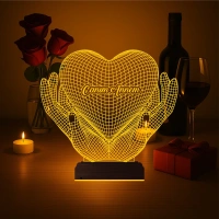 Kalp Sevgiliye Hediye Kişiye Özel 3D Lamba - Masa Gece Lambası