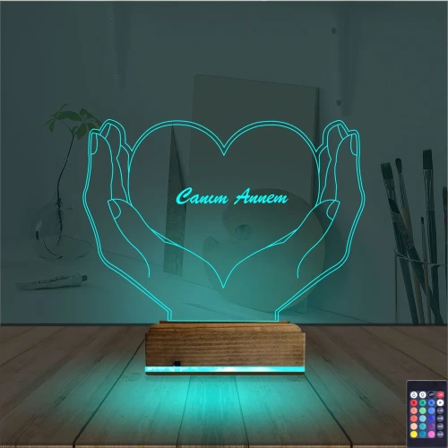 Kalp Sevgiliye Hediye Kişiye Özel 3D Lamba - Masa Gece Lambası