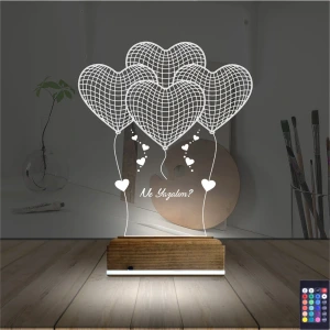 Kalp Sevgiliye Hediye Kişiye Özel 3D Lamba - Masa Gece Lambası Kalp Sevgiliye Hediye Kişiye Özel 3D Lamba - Masa Gece Lambası