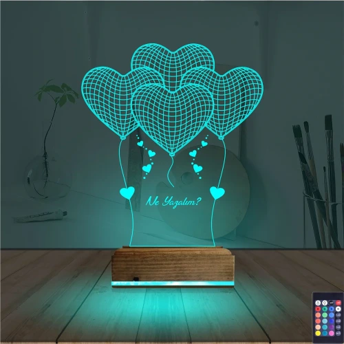 Kalp Sevgiliye Hediye Kişiye Özel 3D Lamba - Masa Gece Lambası