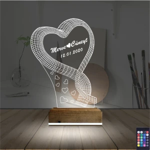 Kalp Sevgiliye Hediye Kişiye Özel 3D Lamba - Masa Gece Lambası Kalp Sevgiliye Hediye Kişiye Özel 3D Lamba - Masa Gece Lambası
